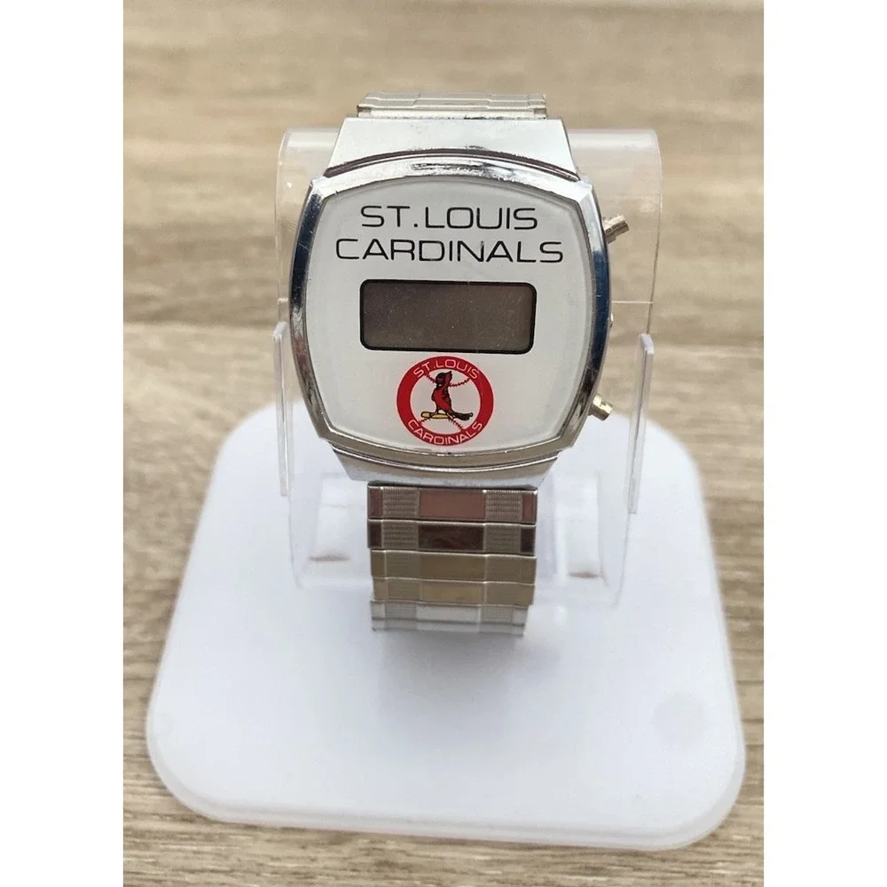 Vintage St. Louis Cardinals Digital Quartz Watch Hong Kong Silver Band